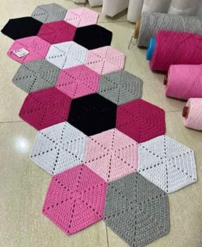 Tapete Crochê Hexagonal - Decoração Moderna