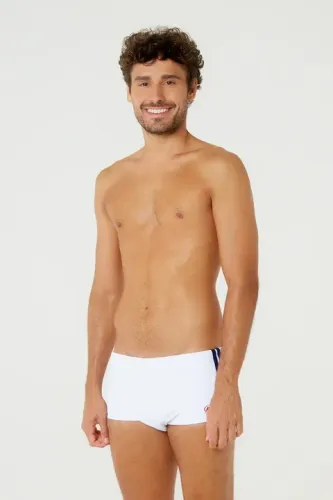 Sungas de Banho Branca com Detalhes em Azul