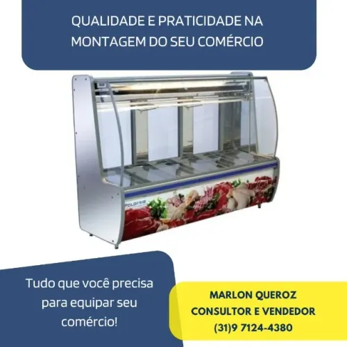 Balcão de Açougue Polo Frio Com Tendal 2 Metros