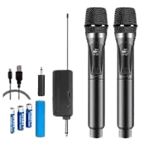 Microfone Sem Fio Duplo Profissional Uhf Ideal Para Karaokê