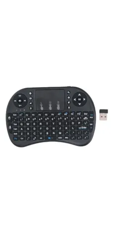 Mini Teclado Air Mouse Touch Sem Fio Preto LED 2.4GHz Com Touchpad