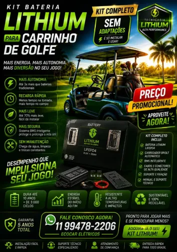 Bateria litium carrinho de golfe e outros