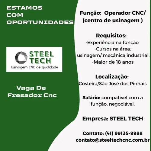 Oportunidade operador CNC