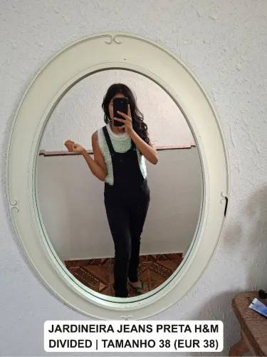 Jardineira jeans preta H&M Divided | Tamanho 38 (EUR 38)
