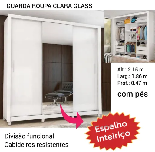 Guarda roupa espelhado inteiriço