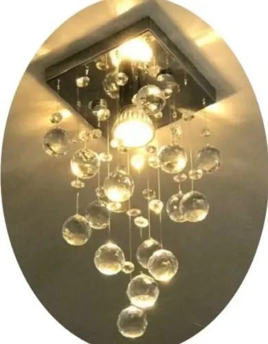 Lustre pendente em cristais de acrílico + lâmpada led retrô vintage
