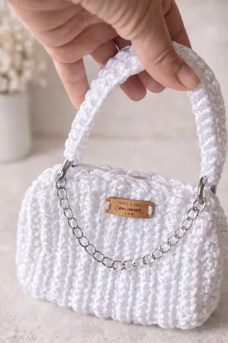 Bolsa de Crochê em Fio Náutico Branca - Feita à Mão