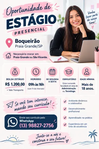 Estágio presencial no Boqueirão em Praia Grande