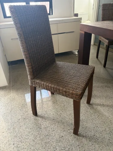 Cadeira de Jantar em Fibra Sintética (Rattan) e Madeira