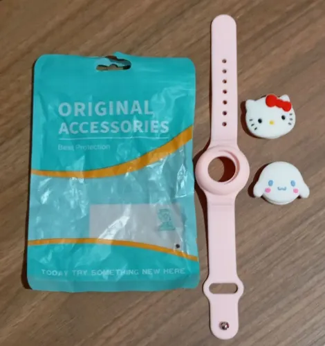 Pulseira Air Tag para crianças rosa.