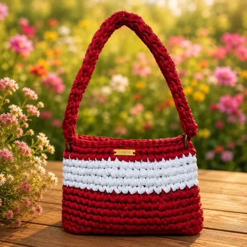 Bolsa de Crochê Artesanal Feminina Bolsa de Mão Casual Moderna