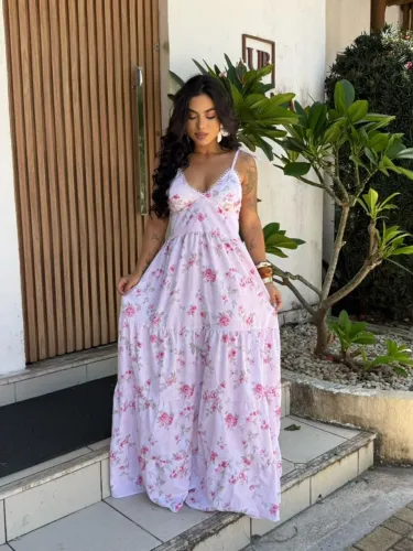 Vestido feminino em crepe estampado veste 36 ao 42