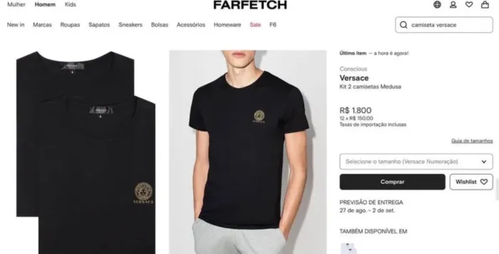 Camiseta Versace são duas.