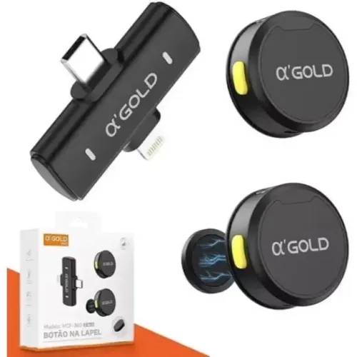 Microfone de Lapela Modelo Botão 2 em 1 iPhone e Android