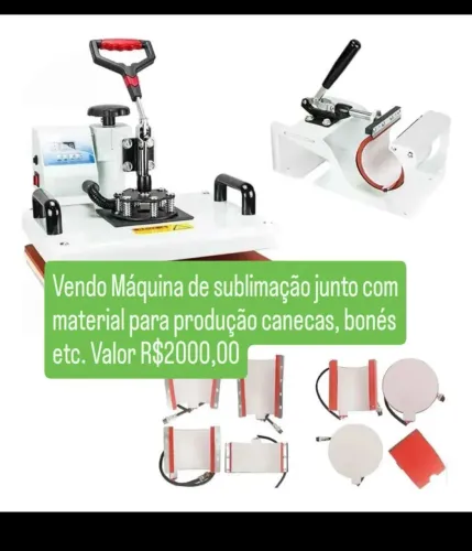 2 Máquinas de sublimação de bonés camisas chácaras + Insumos 