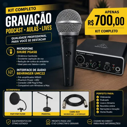 Kit gravação de Áudio