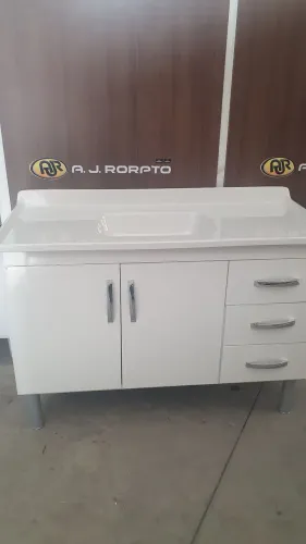 ARMÁRIO DE COZINHA MDF 1,0 X 1,20 BRANCO +PIA EM FIBRA SINTÉTICO