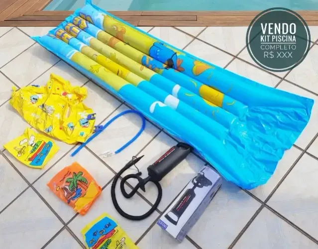 Kit Piscina Completo Colchão Inflável Boias E Bomba Intex