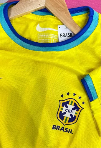 Camisa Brasil amarela Gola Punho Seleção 