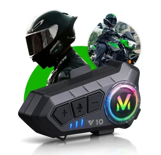 Fone de Ouvido Para Capacete Moto Bluetooth Headset Rgb