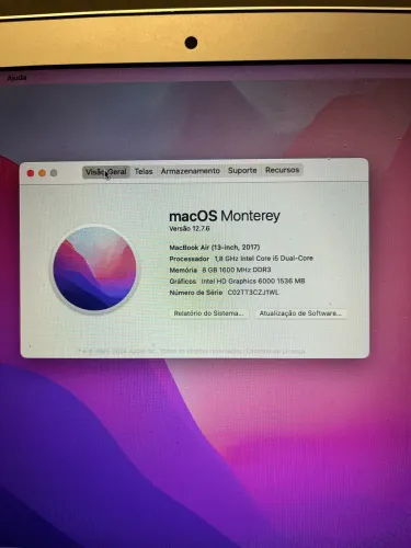 MacBook Air 2017 bateria não segura carga