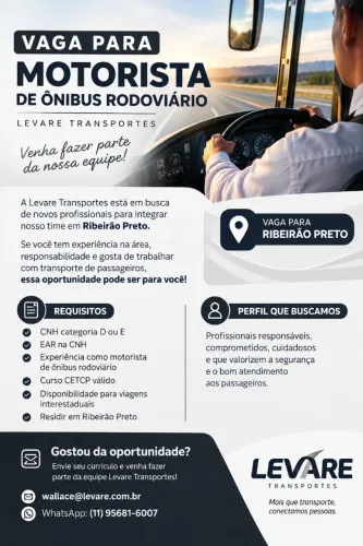 VAGA PARA MOTORISTA RODOVIÁRIO