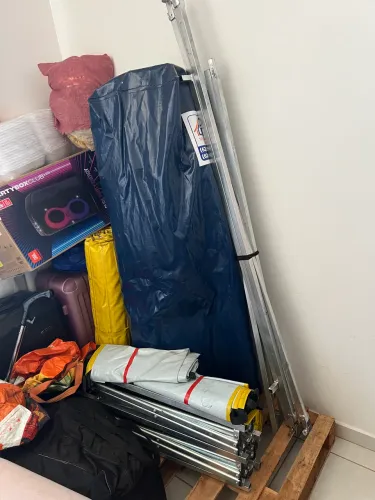 Tenda sanfonada 3x3 nova com lateral, meia saias, balcão e capa protetora