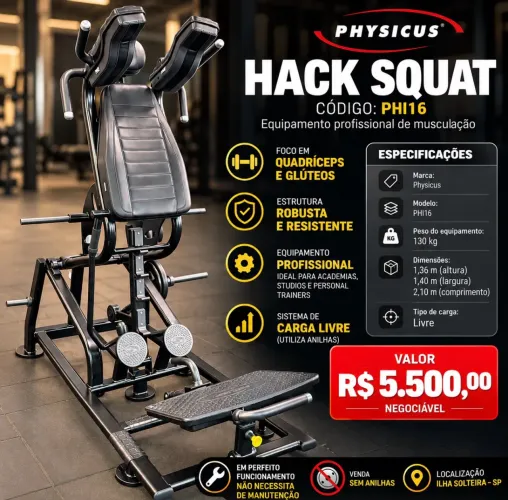 Hack Squat Physicus PHI16 - Profissional