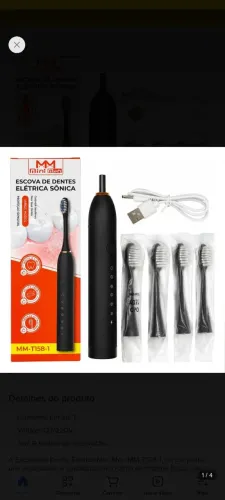 Escova de Dente Elétrica Sônica Miniman MM-T158-1 + 4 Refis - Envio Imediato