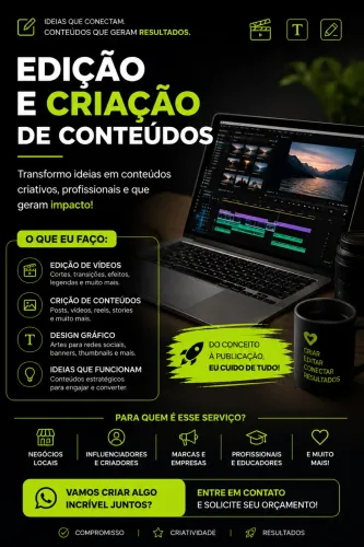 FAÇO EDIÇÃO DE VÍDEOS E IMAGENS PARA DIVULGAR SEUS PRODUTOS!!