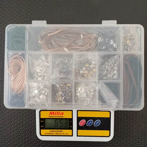 Caixa organizadora + materiais para montar bijuterias
