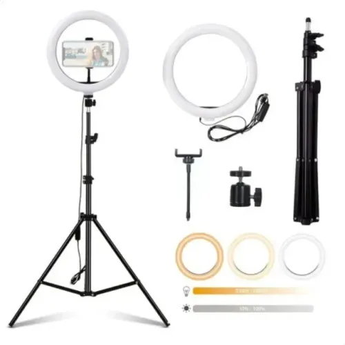 Ring Light 12" 30cm Com Suporte de Celular + Tripé 2.10m Oberon OR-PL812 - WZetta