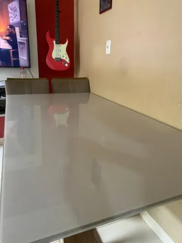Mesa de Jantar Grande (1,70m) Tampo de Vidro + 3 Cadeiras