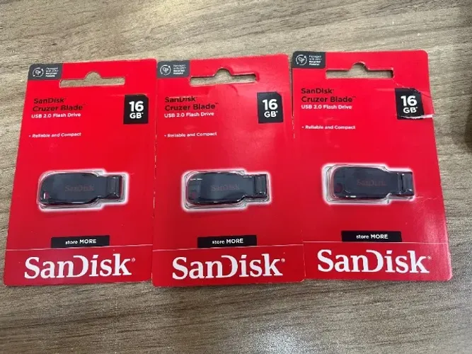 03 Pendrive SanDisk 16GB USB 2.0 Novos - Lacrados  