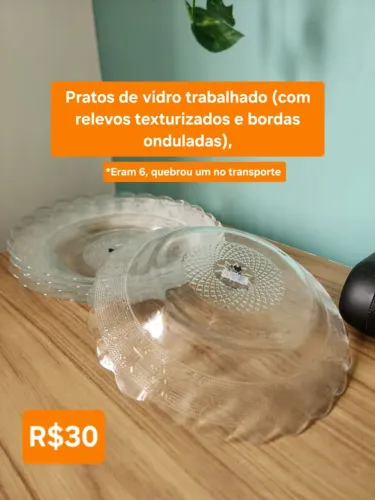 Jogo de pratos de vidro texturizados