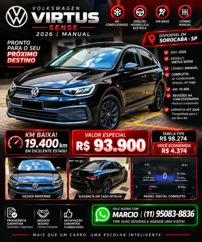 Volkswagen Virtus Sense 1.0 Flex 12V 5P Mec. 2026