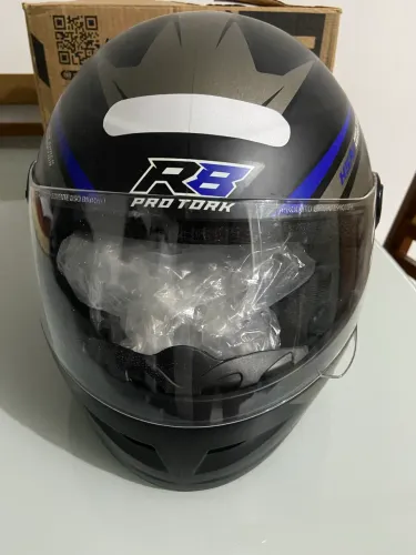 Capacete preto azul Protork Tam 56