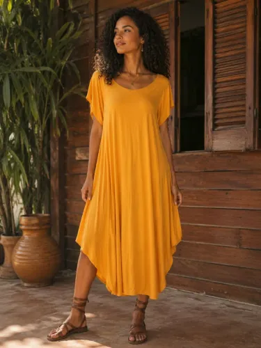 Vestido laranja solto