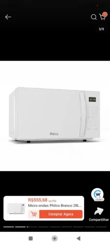 Micro-ondas Philco branco 28 litros