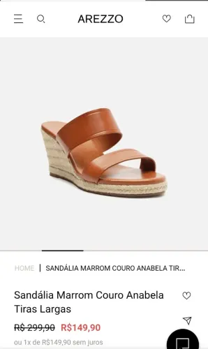 Sandália Couro Anabela AREZZO
