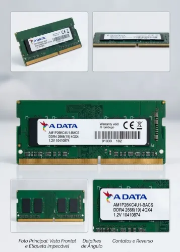 Memória RAM 4GB DDR 4 2666MHz para notebook
