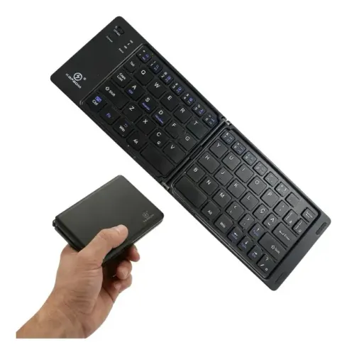 Teclado Sem Fio Bluetooth Dobrável Kapbom KA690K ABNT2 com Ç Portátil