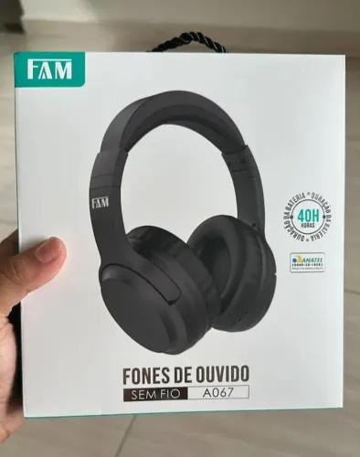 Fone Ouvido Sem Fio Fam A067 Original Preto Bateria de 40 Horas.Passo Cartão Crédito
