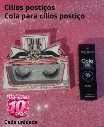 Cílios postiços e cola para cílios postiços 
