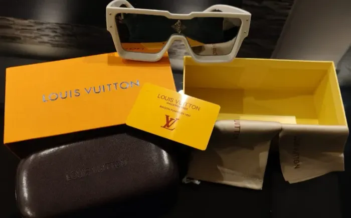 Óculos De Sol Luxo Lv Cyclone Branco - Kit Premium Completo