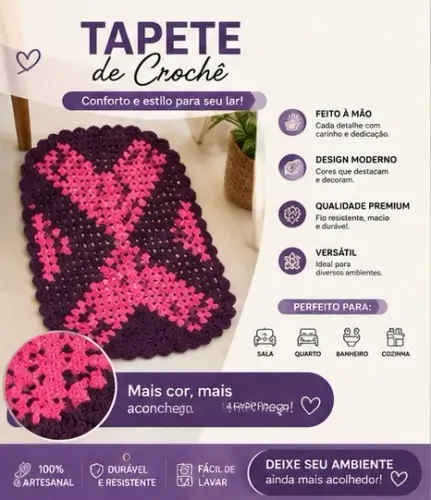 Tapete de Crochê - Retangular 