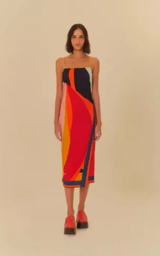 Vestido Midi Costela De Cor da Farm - M/G