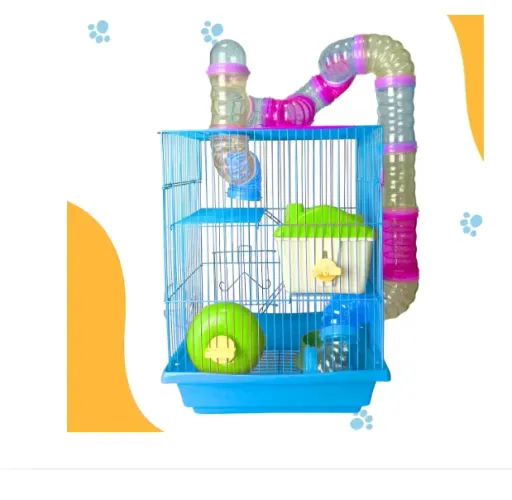 Gaiola Com Tubo Para Hamster 3 Andares Comedouro nava, foto real