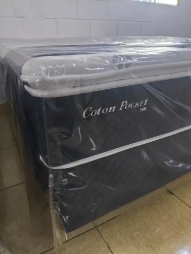 Conjunto Box de Casal Coton Poket 1,38x1,88x66cm - SOL (NOVO) FAZEMOS ENTREGA