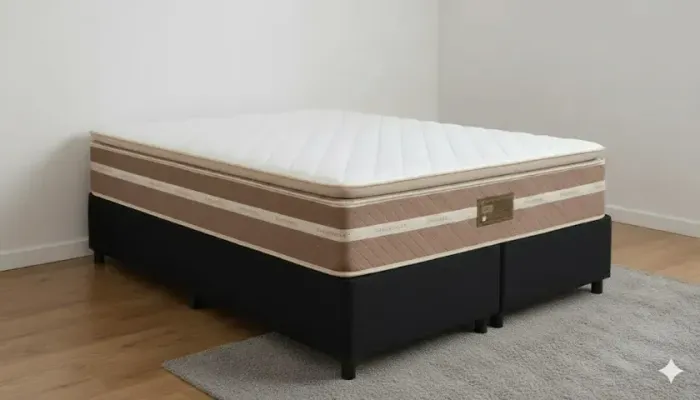 Base com colchão queen de molas e pillow